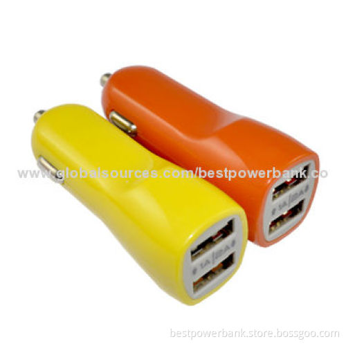 Electric Type and Mobile Phone Use USB Car Chargers, 5V/2.1A Output, Made of ABS